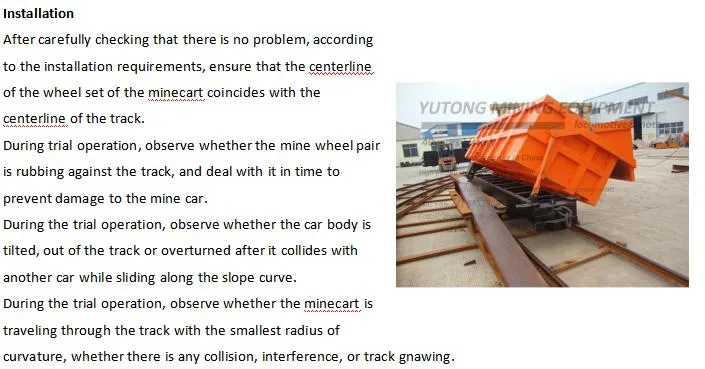 5 Ton Loading Capacity Hydraulic Mining Wagons